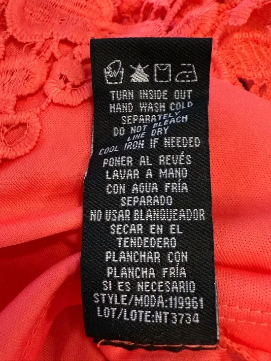 Ronnie Nicole coral pink lace sleeveless midi dress SZ 16 - Picture 10 of 14